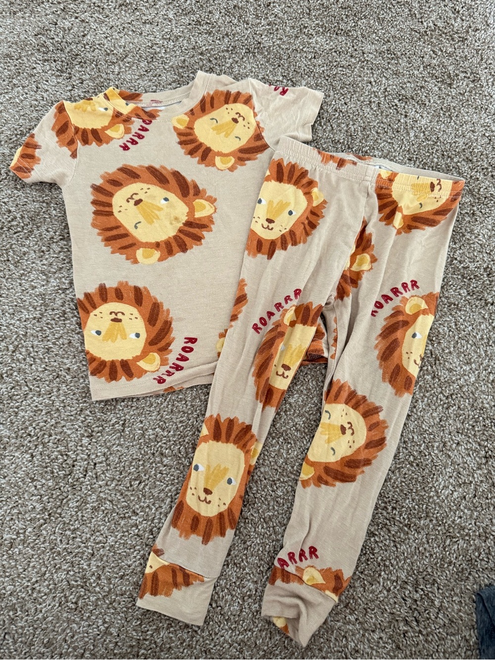 child of mine Beige Lion Print Pajama Set with Orange Accents